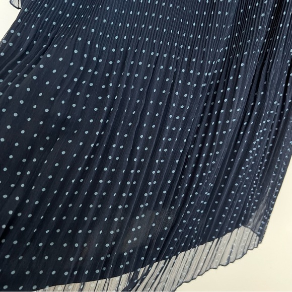 Zara Polka Dot Navy Dress with Pleats - Picture 7 of 10